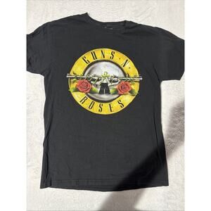 Guns N Roses Logo Graphic T-shirt Women Medium Black Short Sleeve Music